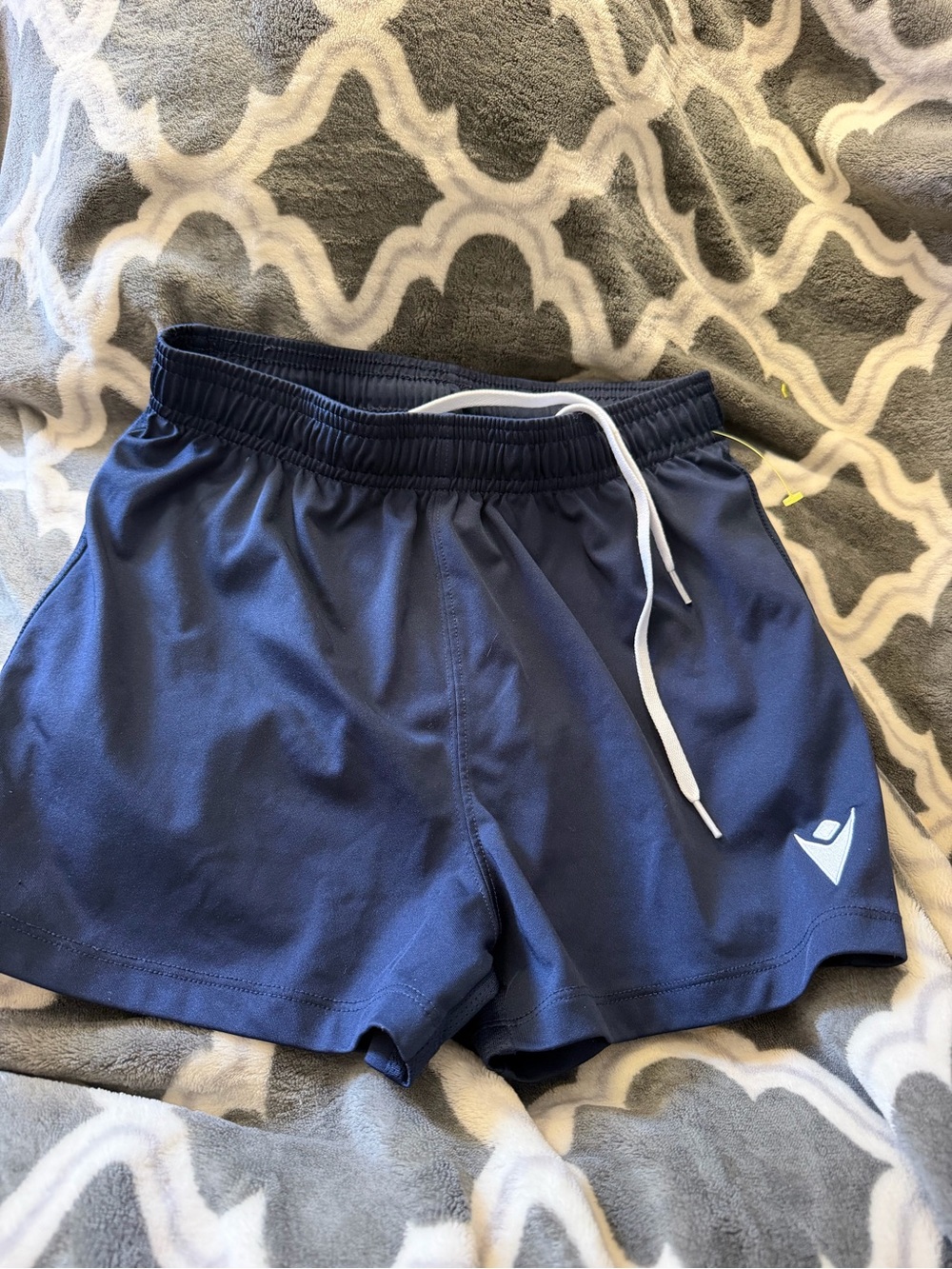 MACARON Navy Athletic Shorts with Light Blue Drawstring